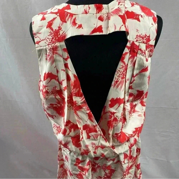 Parker Womens 100% Silk Dress Surplice Neck Open Back Floral Large Plunge Neck - Picture 3 of 6